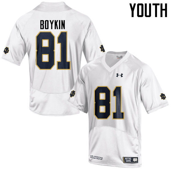 Youth #81 Miles Boykin Notre Dame Fighting Irish College Football Jerseys-White